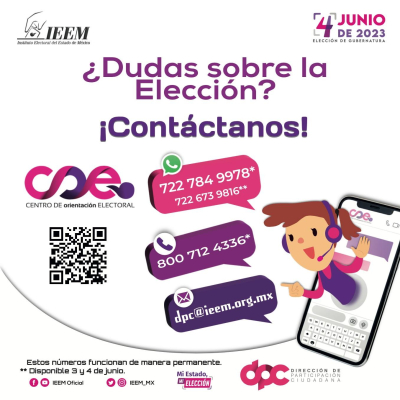 CUENTA IEEM CON EL CENTRO DE ORIENTACIÓN ELECTORAL  PARA ACLARAR DUDAS SOBRE CÓMO VOTAR