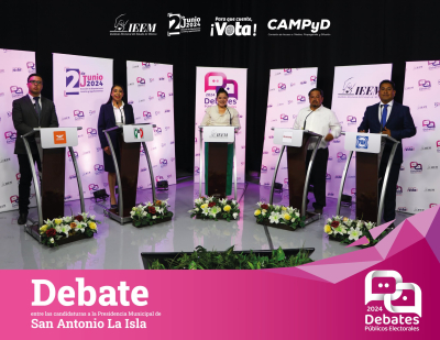 CANDIDATURAS A LA PRESIDENCIA DE SAN ANTONIO LA ISLA PRESENTAN PROPUESTAS DE GOBIERNO EN DEBATE PÚBLICO ELECTORAL